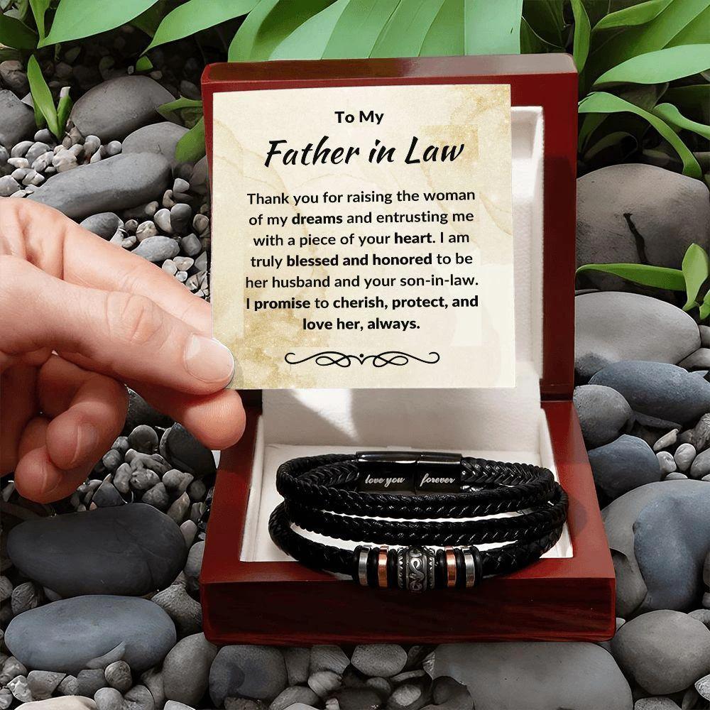 Father in Law Gift from Son In Law Vegan Leather Bracelet