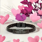 Father Long Distance Relationship No matter the miles that separate us, Our Bond Remains Unbreakable Braided Leather Bracelet Birthday Father's Day Christmas Unique Gifts