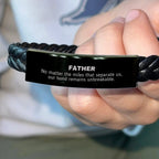 Father Long Distance Relationship No matter the miles that separate us, Our Bond Remains Unbreakable Braided Leather Bracelet Birthday Father's Day Christmas Unique Gifts