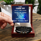 Father's Day Gift for Fisherman Dad Braided Leather Bracelet
