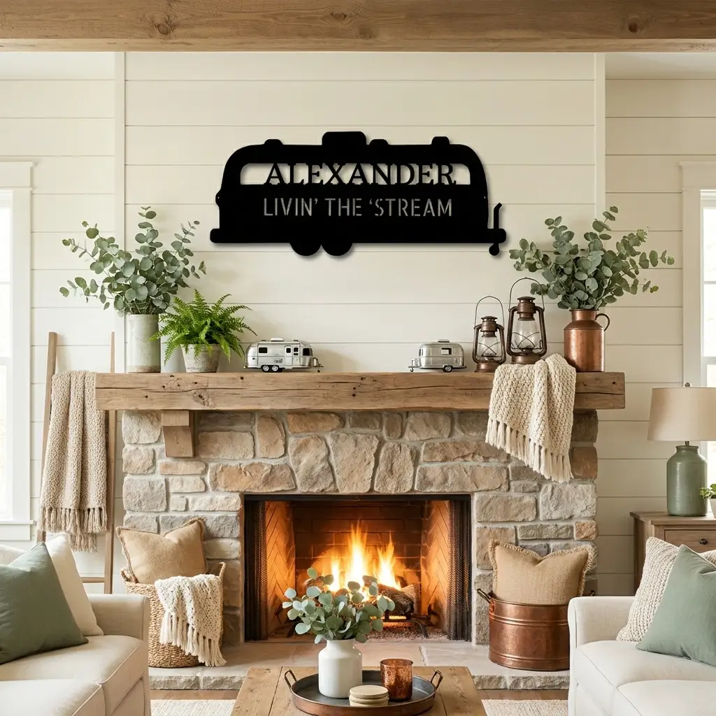 Personalized Airstream Camper Metal Sign – Custom RV Name Sign – Camper Decor – Outdoor RV Sign Gift