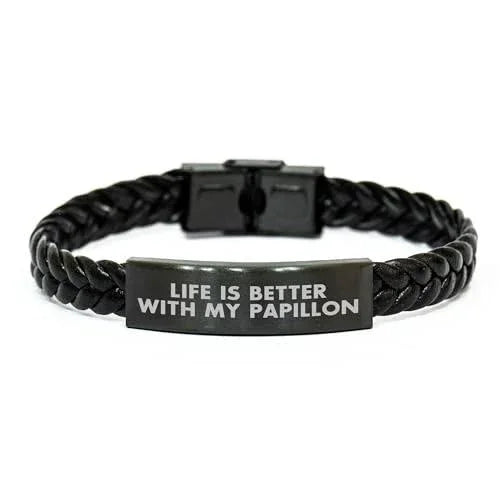 Spring Pet Products Papillon Dog Mom's Day Interlaced Leather Bracelet, Funny Quote Gift from Men to Women Friends Family