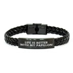 Spring Pet Products Papillon Dog Mom's Day Interlaced Leather Bracelet, Funny Quote Gift from Men to Women Friends Family