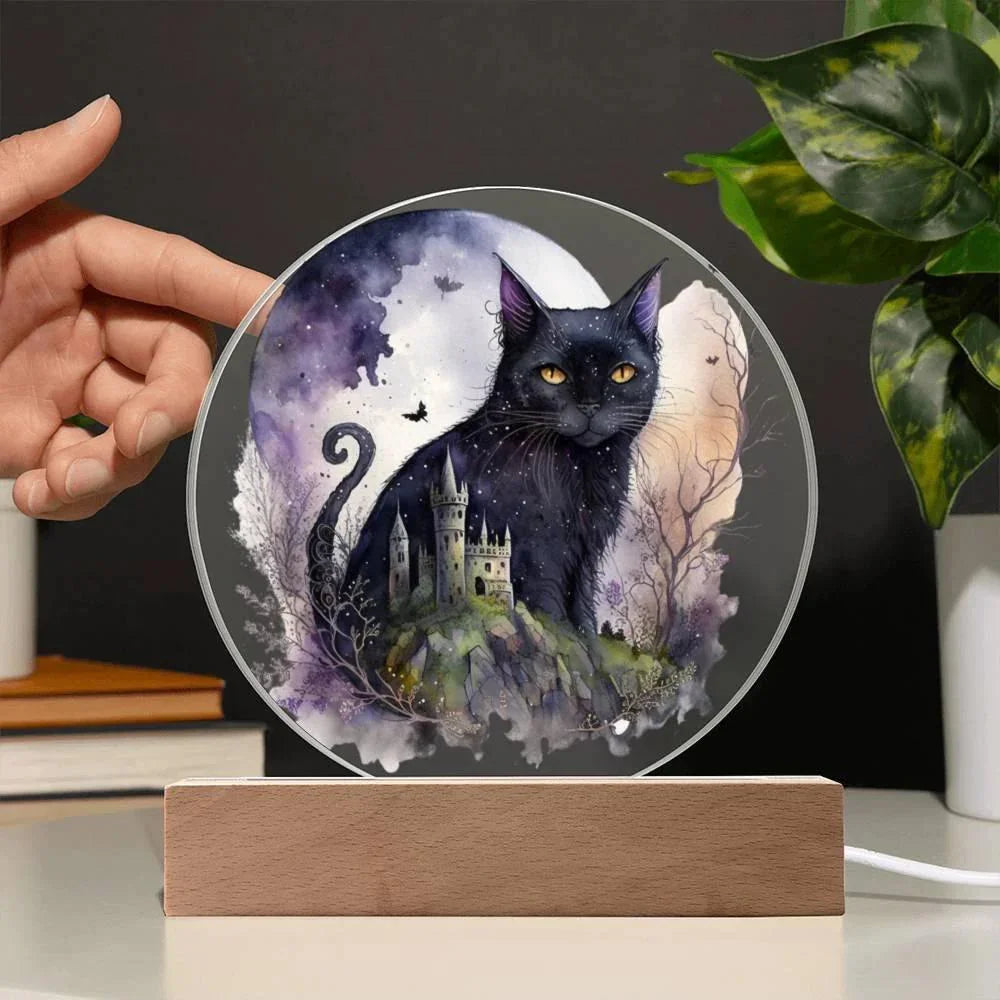 Feline's Halloween Haunt: Acrylic Plaque Halloween Lighted Decor