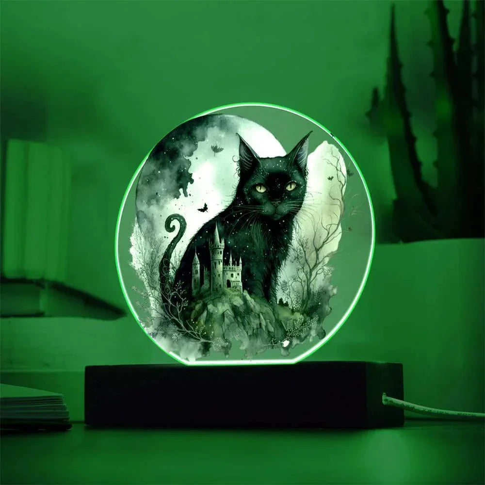 Feline's Halloween Haunt: Acrylic Plaque Halloween Lighted Decor