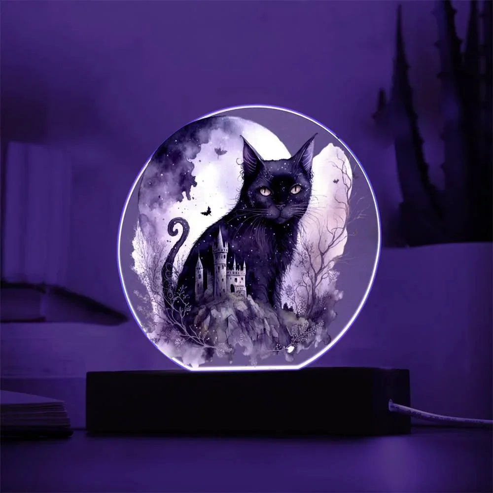 Feline's Halloween Haunt: Acrylic Plaque Halloween Lighted Decor