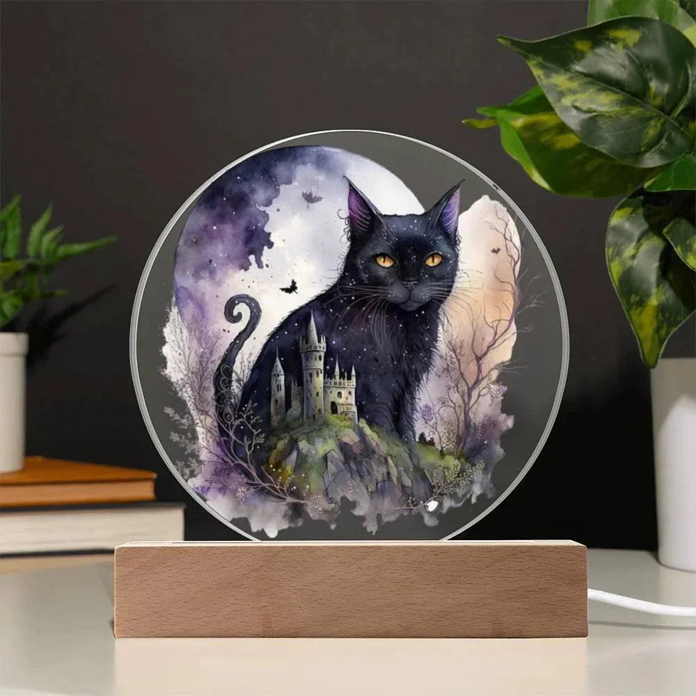 Feline's Halloween Haunt: Acrylic Plaque Halloween Lighted Decor