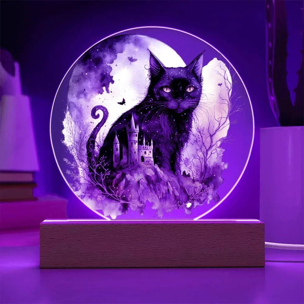 Feline's Halloween Haunt: Acrylic Plaque Halloween Lighted Decor