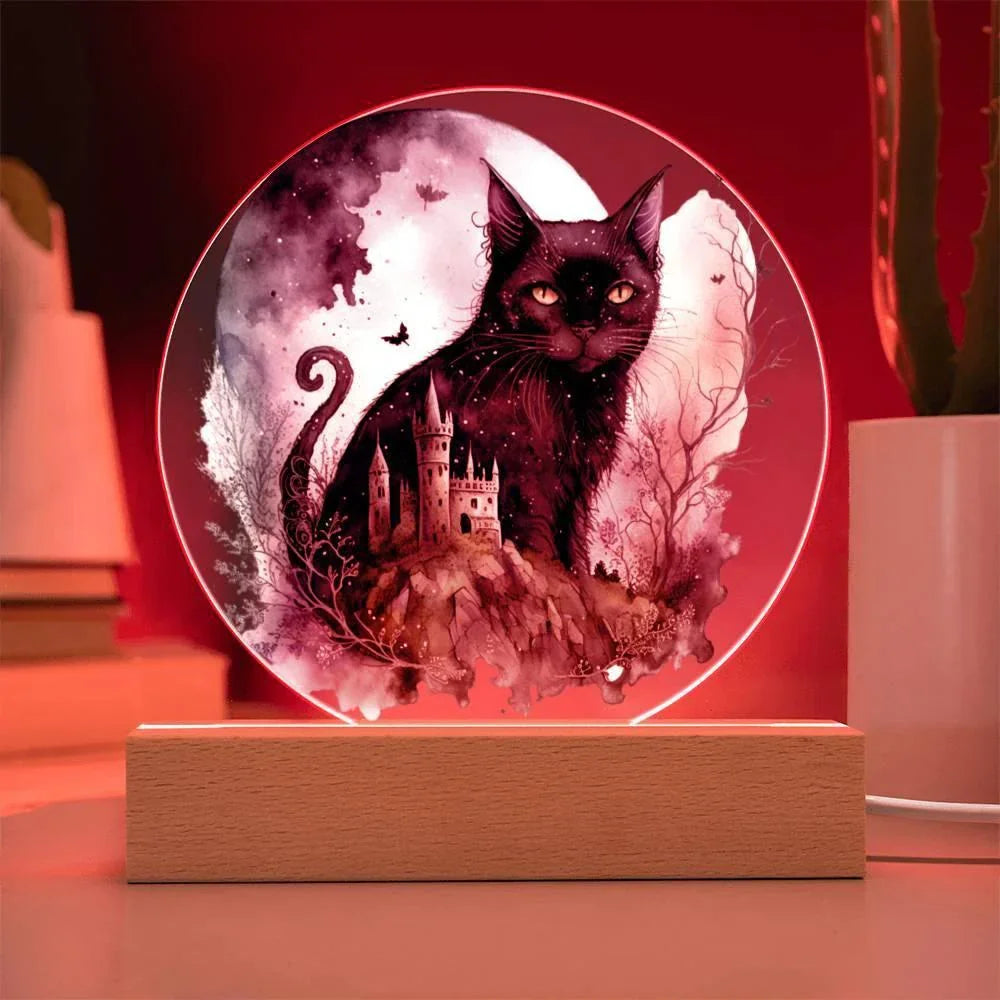 Feline's Halloween Haunt: Acrylic Plaque Halloween Lighted Decor