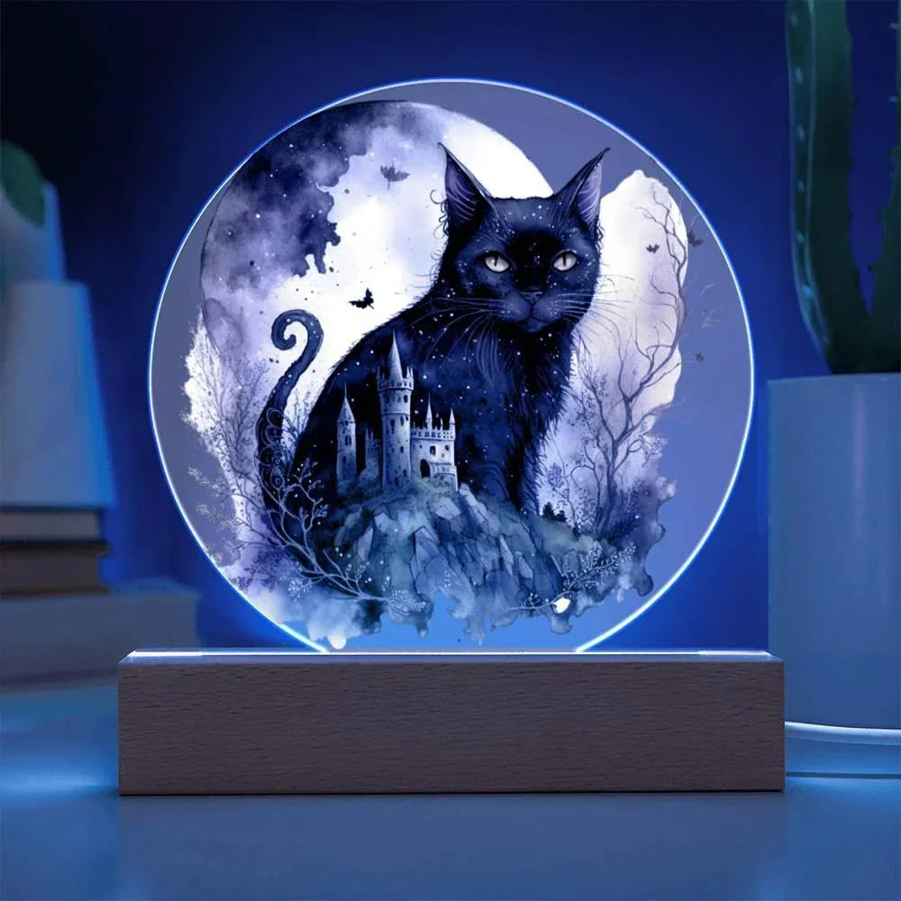 Feline's Halloween Haunt: Acrylic Plaque Halloween Lighted Decor