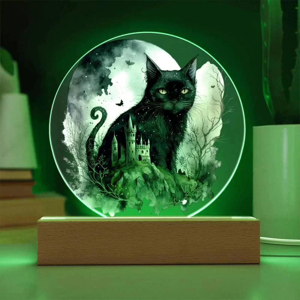 Feline's Halloween Haunt: Acrylic Plaque Halloween Lighted Decor