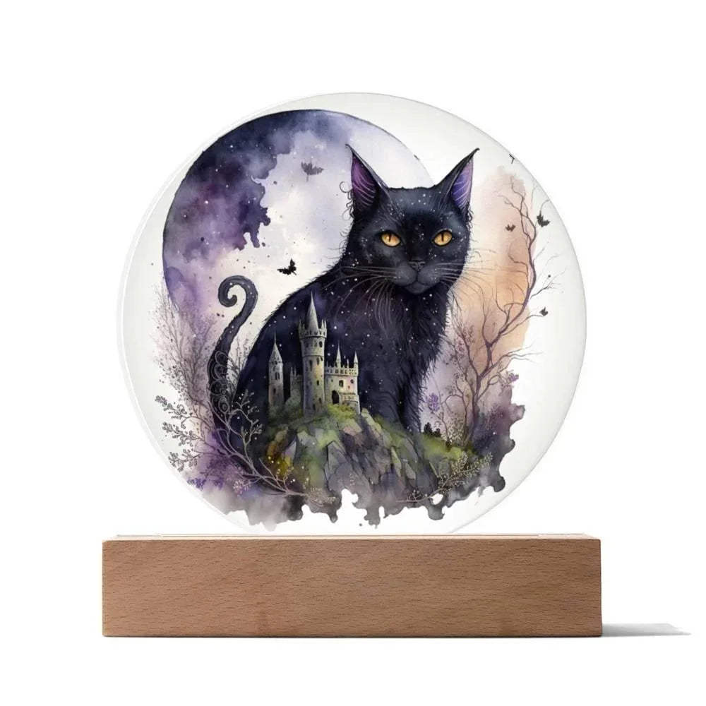 Feline's Halloween Haunt: Acrylic Plaque Halloween Lighted Decor