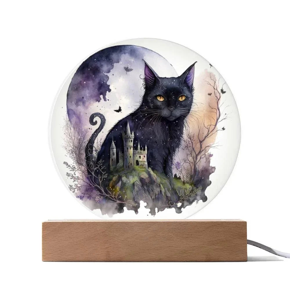 Feline's Halloween Haunt: Acrylic Plaque Halloween Lighted Decor
