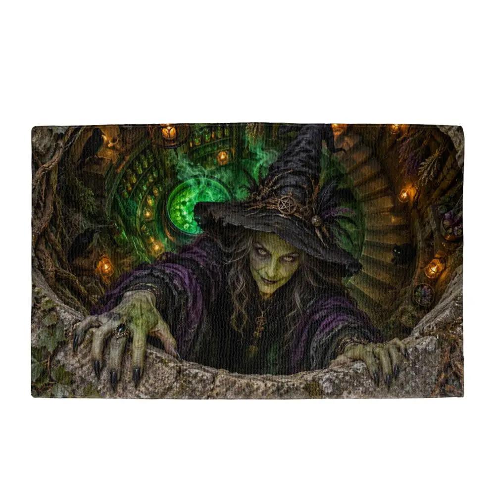 Witch Doormat, Halloween 3D Optical Illusion Door Mat, Witch Apothecary Cellar Welcome Mat, Spooky Porch Decor, Haunted House Entrance