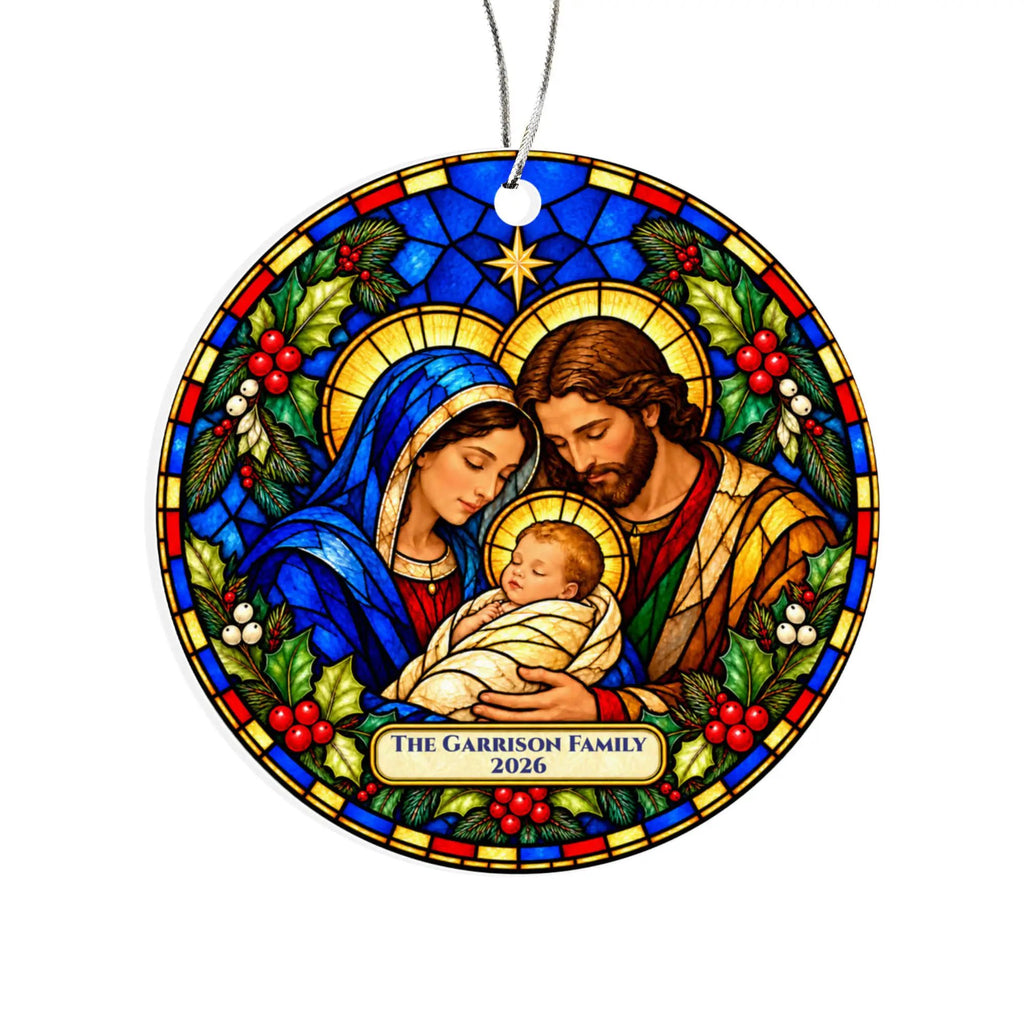 Nativity Christmas Ornament, Personalized Holy Family Ornament, Baby Jesus Christmas Gift, Religious Christian Ornament, Nativity Keepsake