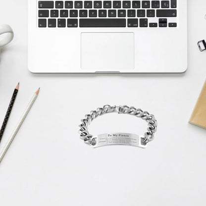 Fiance Cuban Chain Stainless Steel Engraved Bracelet You are braver than you believe, stronger than you seem, Inspirational Birthday, Christmas Valentine Gifts - Mallard Moon Gift Shop