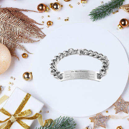 Fiance Cuban Chain Stainless Steel Engraved Bracelet You are braver than you believe, stronger than you seem, Inspirational Birthday, Christmas Valentine Gifts - Mallard Moon Gift Shop