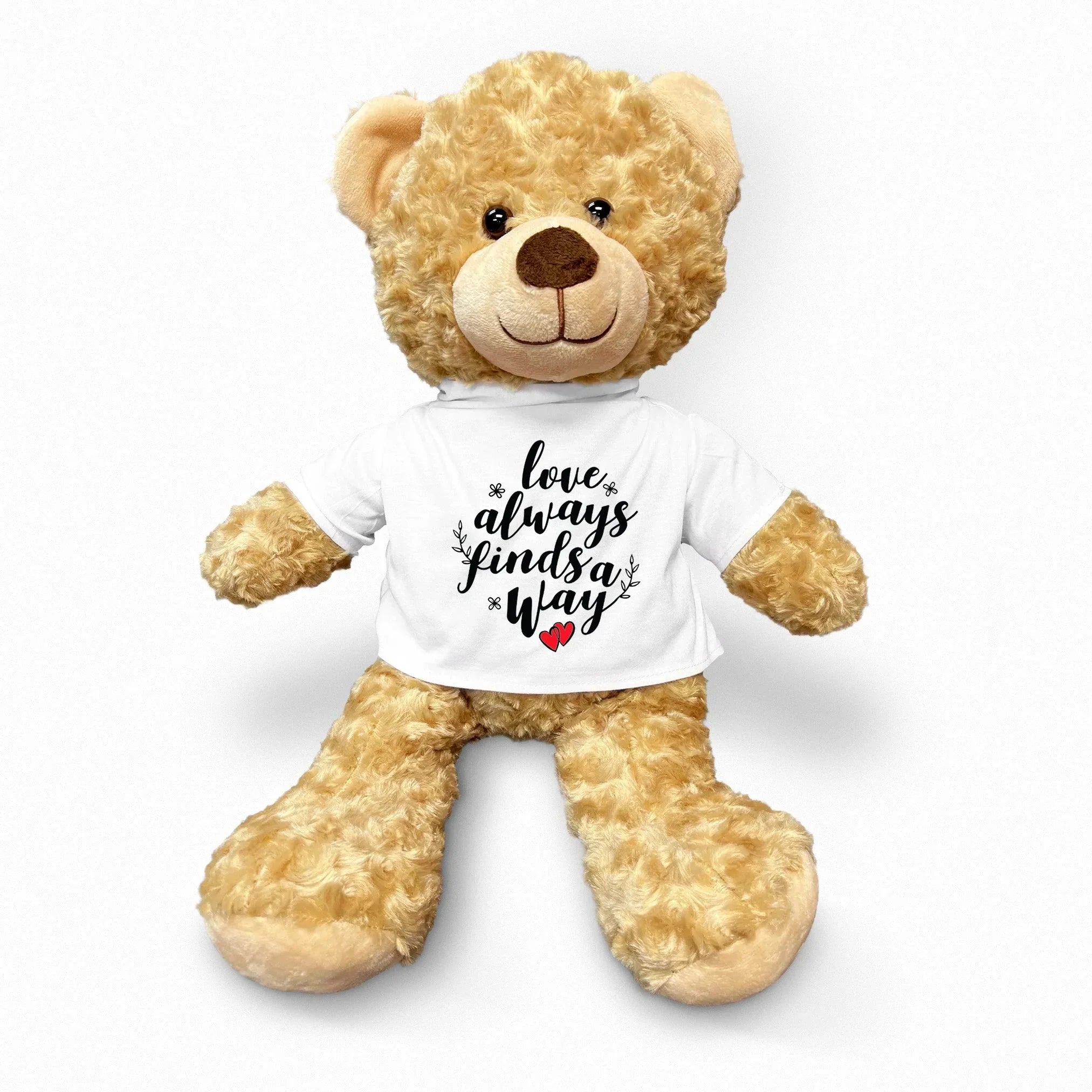 Love Finds A Way - Plush Lamb, Panda, or Teddy Bear with Tee Shirt Romantic Gift for Sweetheart