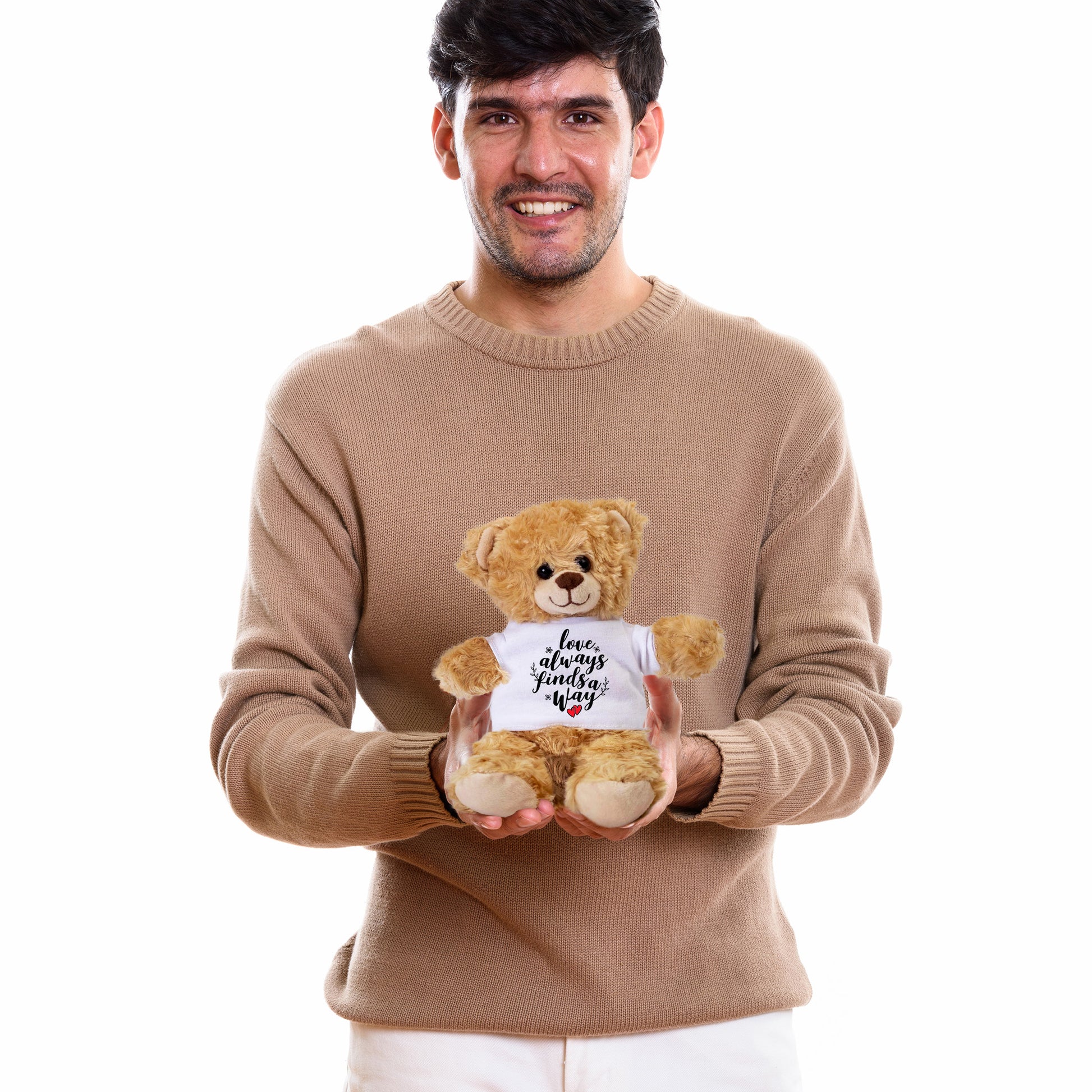 Love Finds A Way - Plush Lamb, Panda, or Teddy Bear with Tee Shirt Romantic Gift for Sweetheart - Mallard Moon Gift Shop