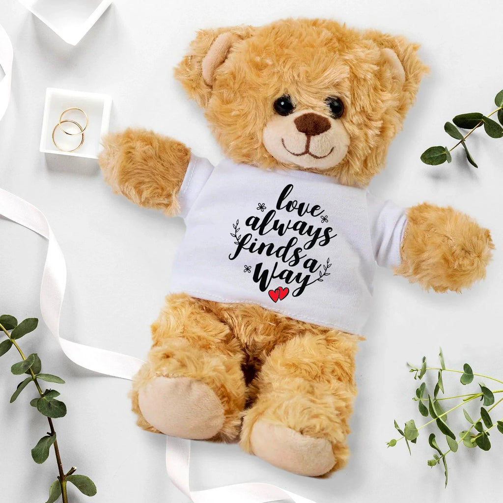 Love Finds A Way - Plush Lamb, Panda, or Teddy Bear with Tee Shirt Romantic Gift for Sweetheart
