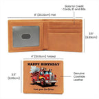 Firefighter Gift Wallet – Personalized Cowhide Leather with Custom Truck, Message & Signature