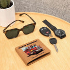 Firefighter Gift Wallet – Personalized Cowhide Leather with Custom Truck, Message & Signature