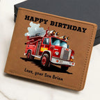 Firefighter Gift Wallet – Personalized Cowhide Leather with Custom Truck, Message & Signature