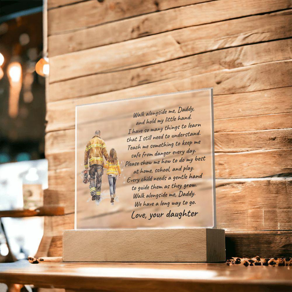 Personalized Firefighter Dad & Daughter Acrylic Plaque – Custom Poem Gift with Name – Heartfelt Father–Daughter Keepsake for Birthdays, Christmas, Father’s Day