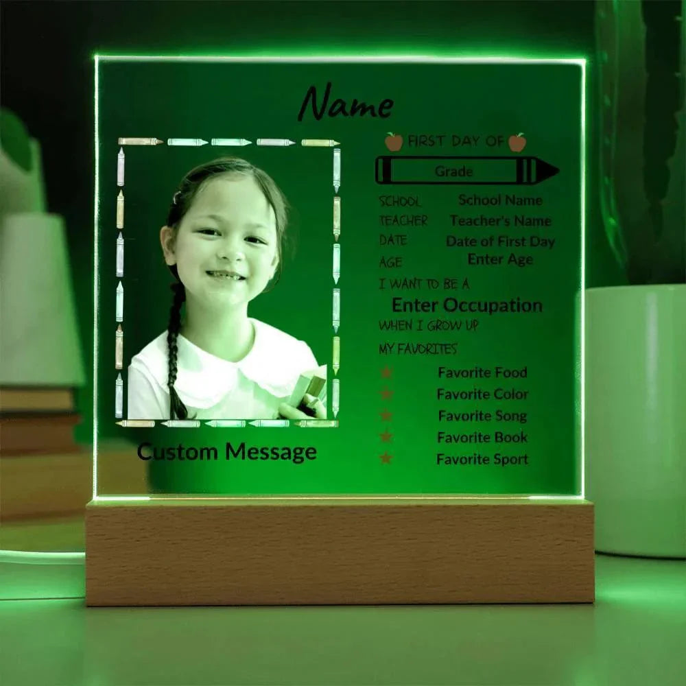 First Day of School Personalized Photo Acrylic Keepsake Plaque