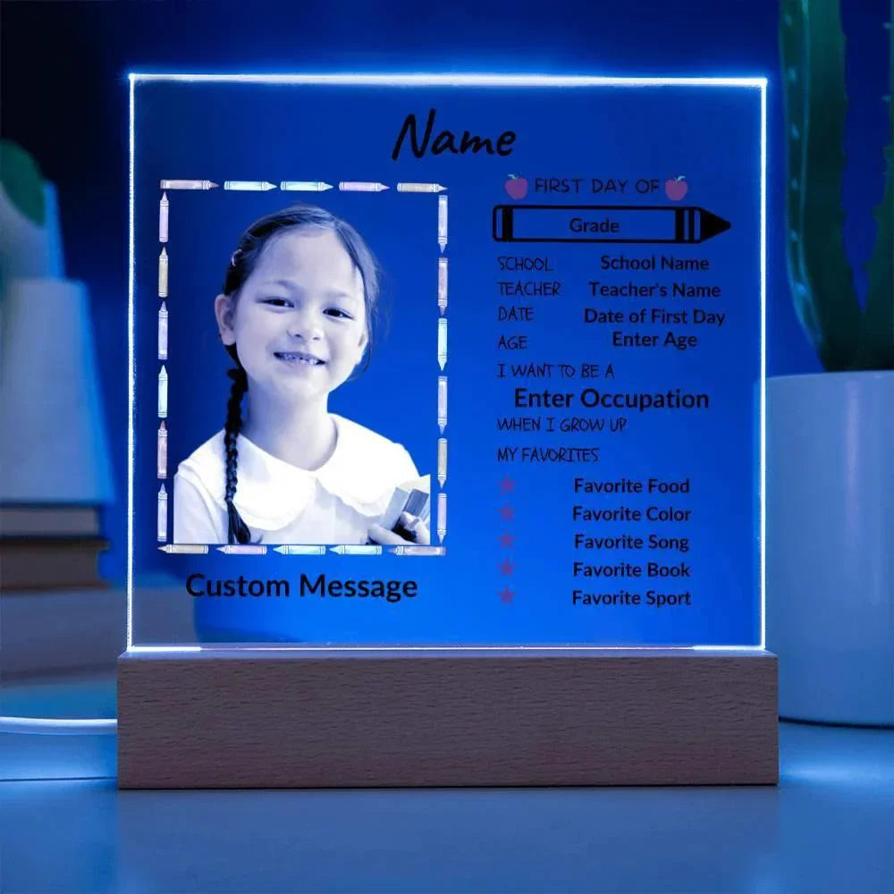 First Day of School Personalized Photo Acrylic Keepsake Plaque