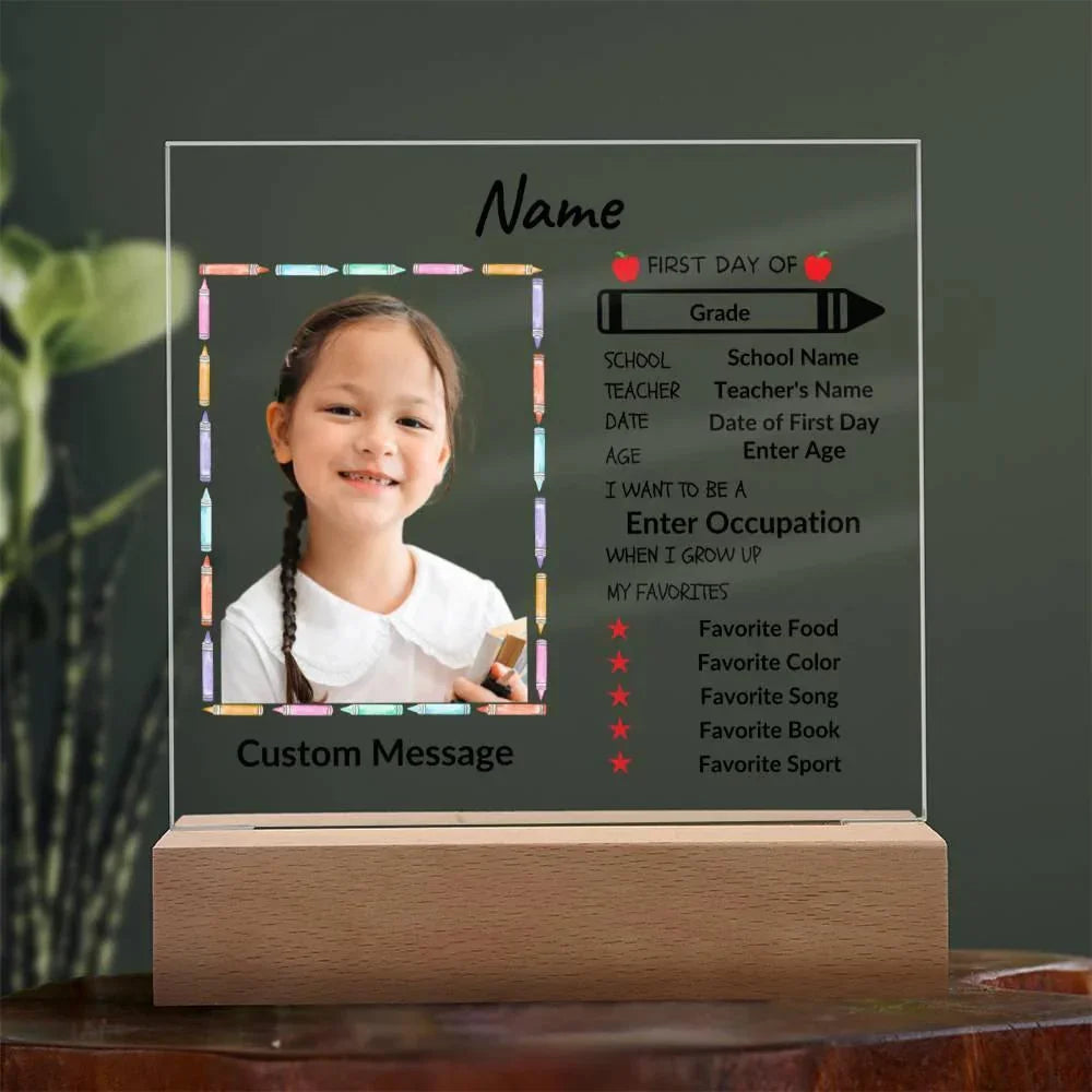 First Day of School Personalized Photo Acrylic Keepsake Plaque