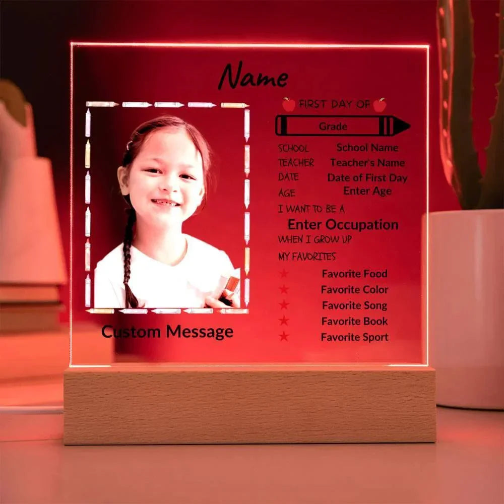 First Day of School Personalized Photo Acrylic Keepsake Plaque