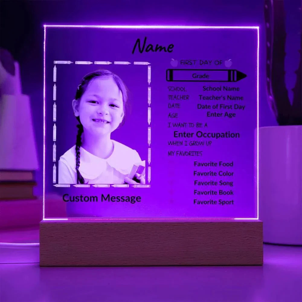 First Day of School Personalized Photo Acrylic Keepsake Plaque