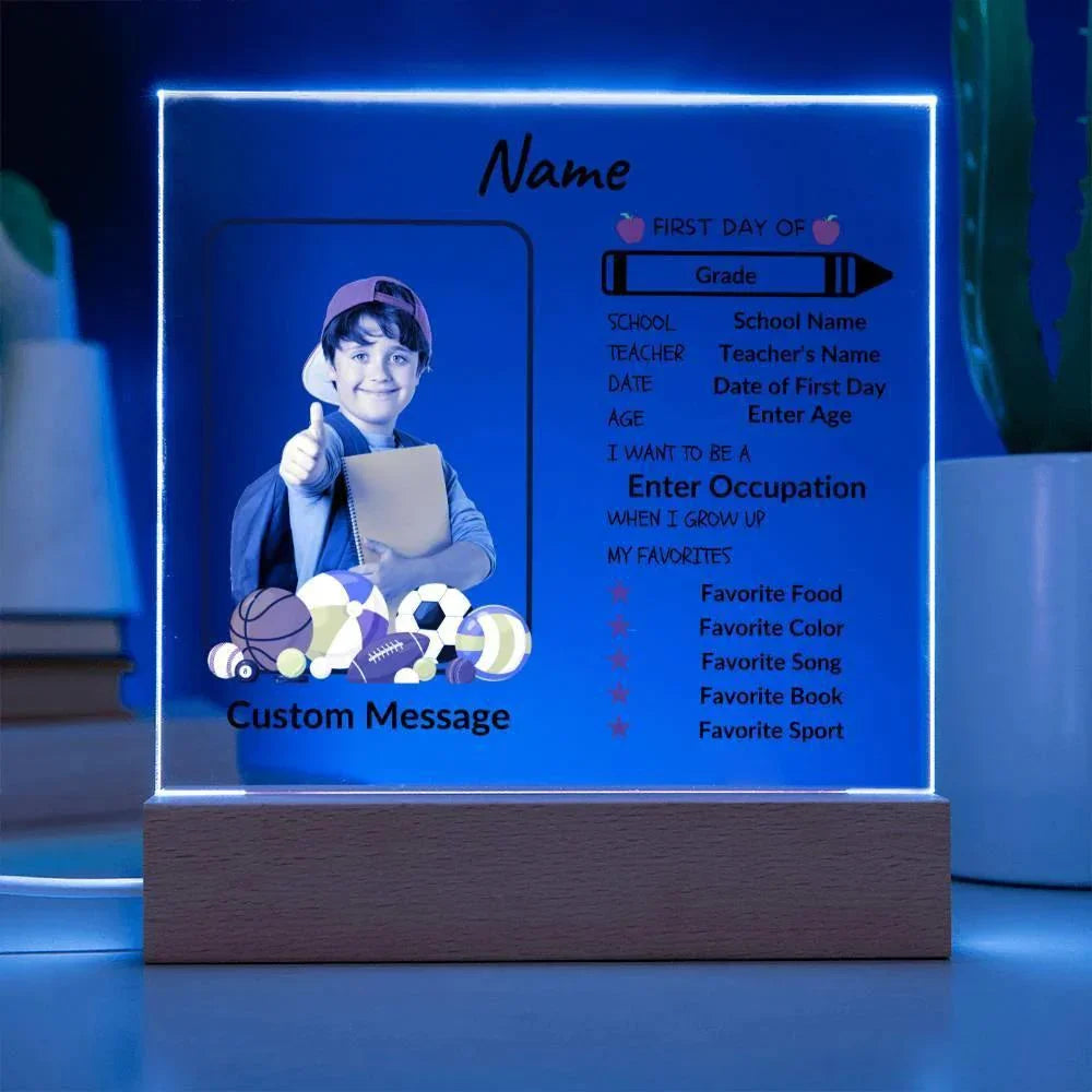 First Day of School Personalized Photo Acrylic Keepsake Plaque