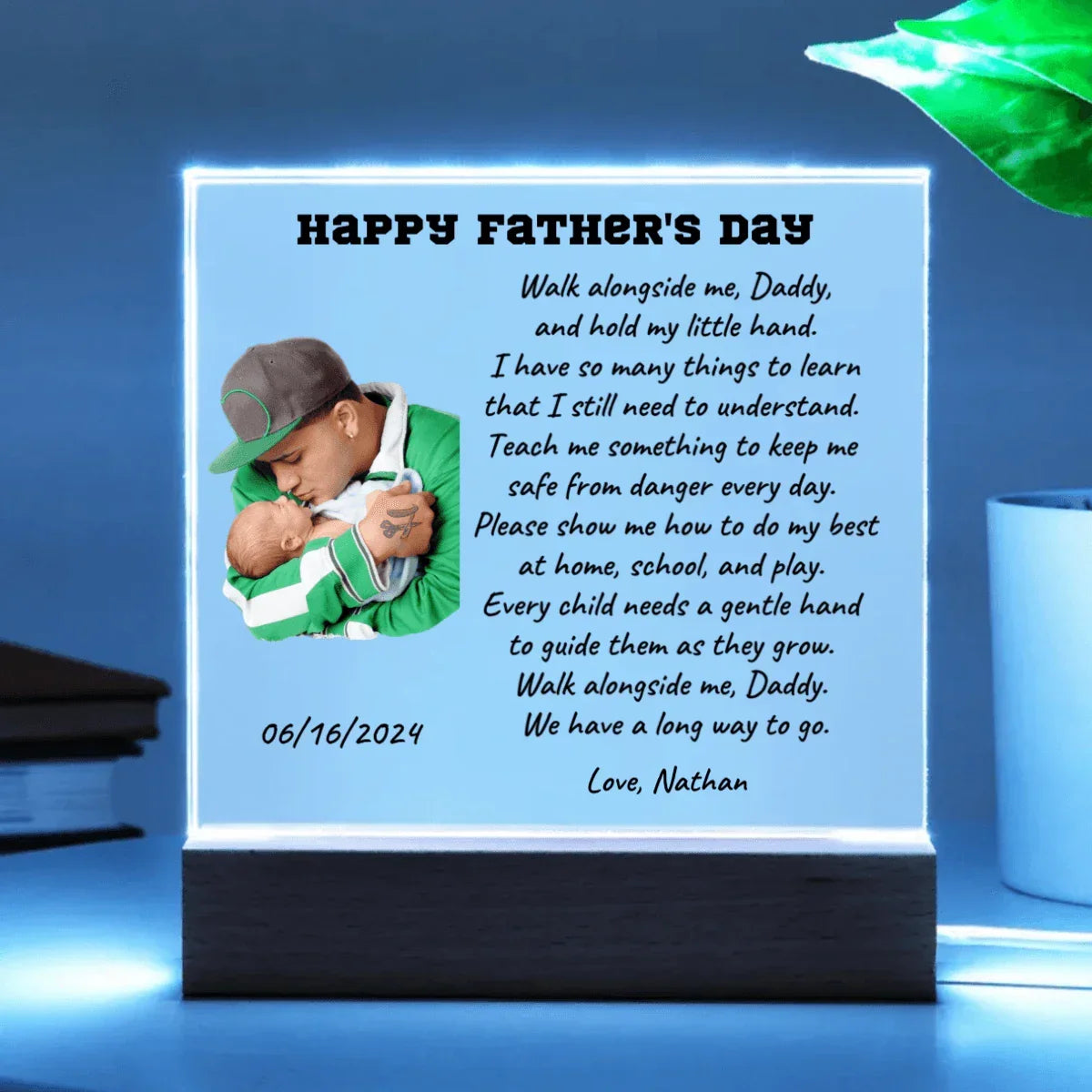 First Father's Day Custom Photo Upload Acrylic Plaque