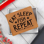 Fisherman Gift - Eat Sleep Fish Repeat Leather Wallet