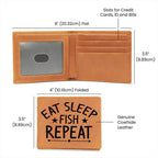 Fisherman Gift - Eat Sleep Fish Repeat Leather Wallet