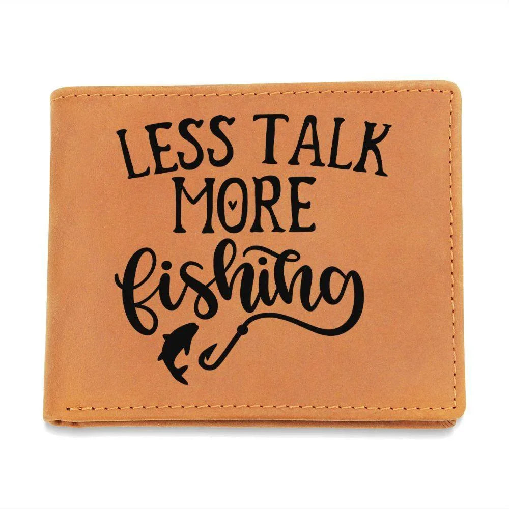 Fisherman Gift - Less Talk More Fishing Leather Wallet