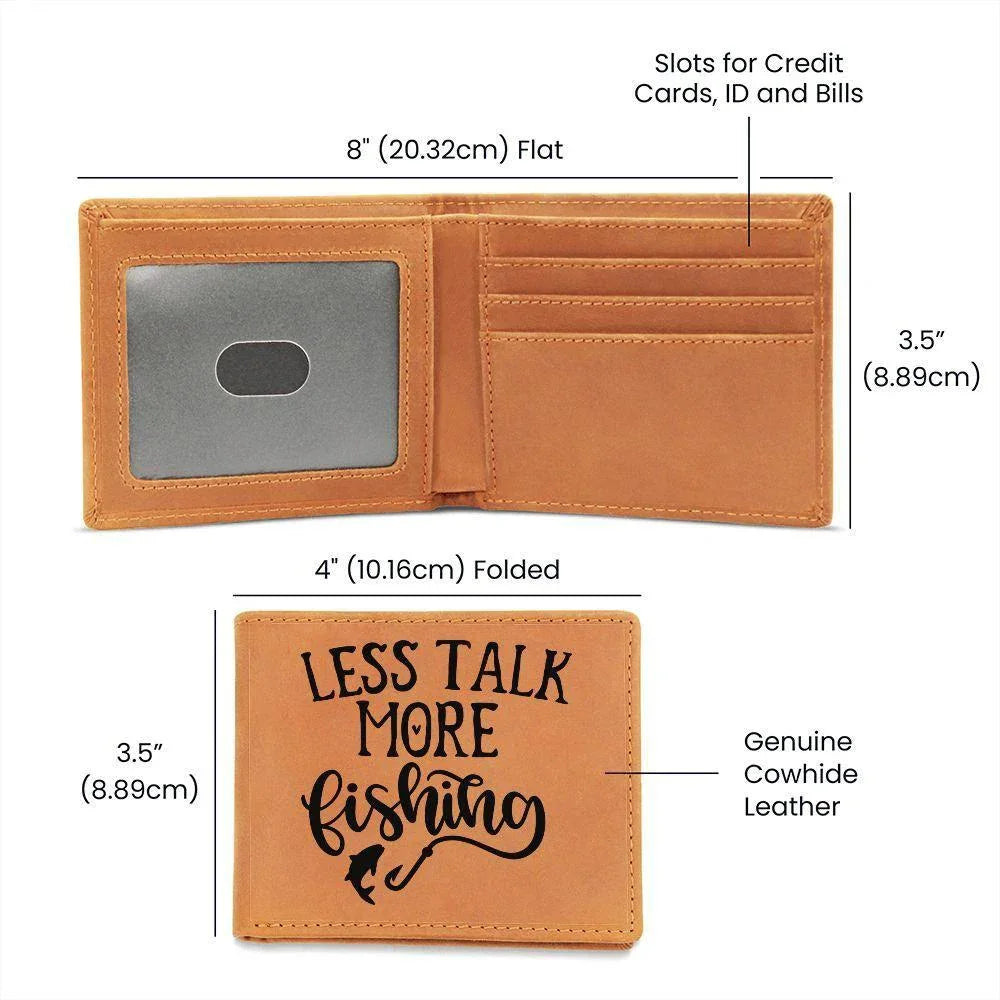 Fisherman Gift - Less Talk More Fishing Leather Wallet
