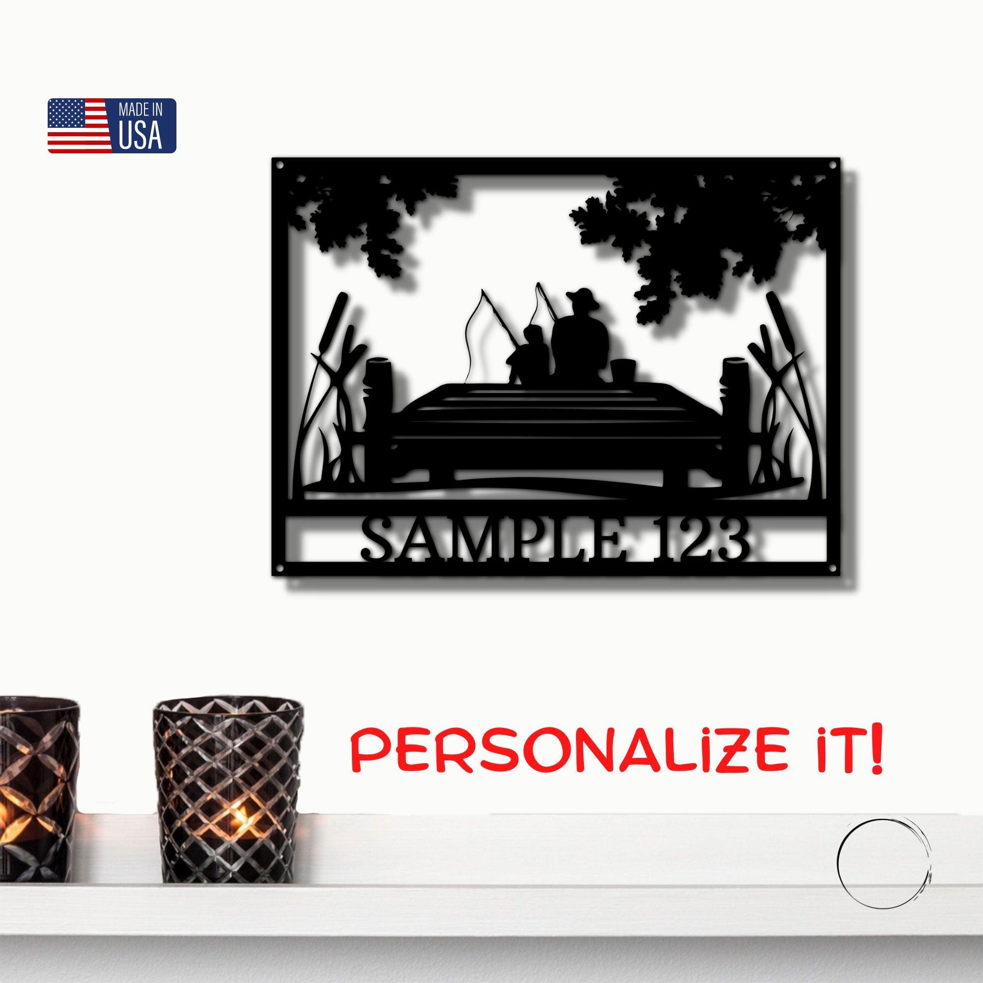 Fishing Buddies Custom Name Metal Art Wall Sign - Mallard Moon Gift Shop