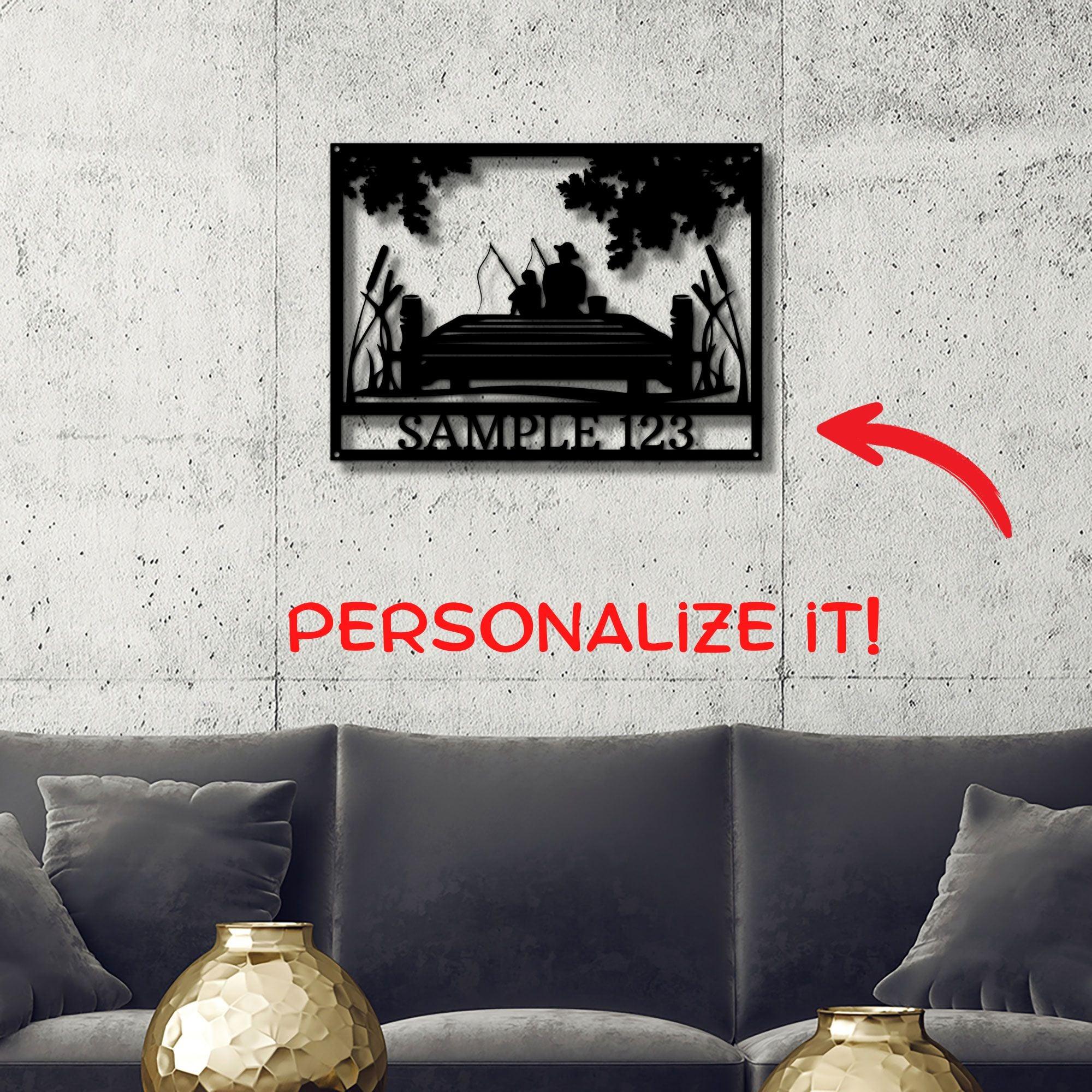 Fishing Buddies Custom Name Metal Art Wall Sign - Mallard Moon Gift Shop