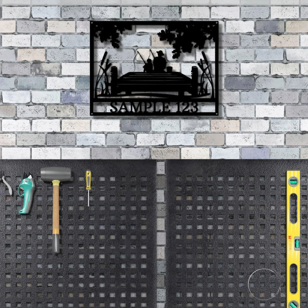 Fishing Buddies Custom Name Metal Art Wall Sign