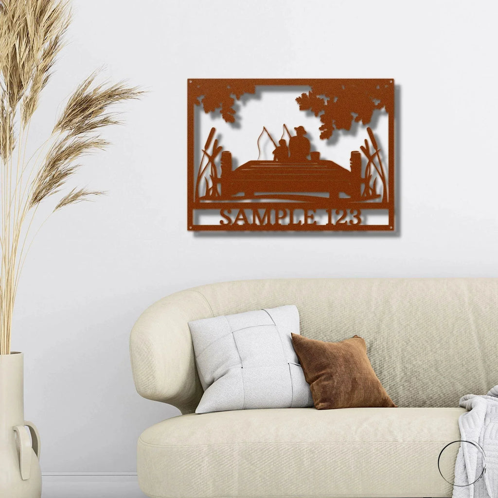 Fishing Buddies Custom Name Metal Art Wall Sign