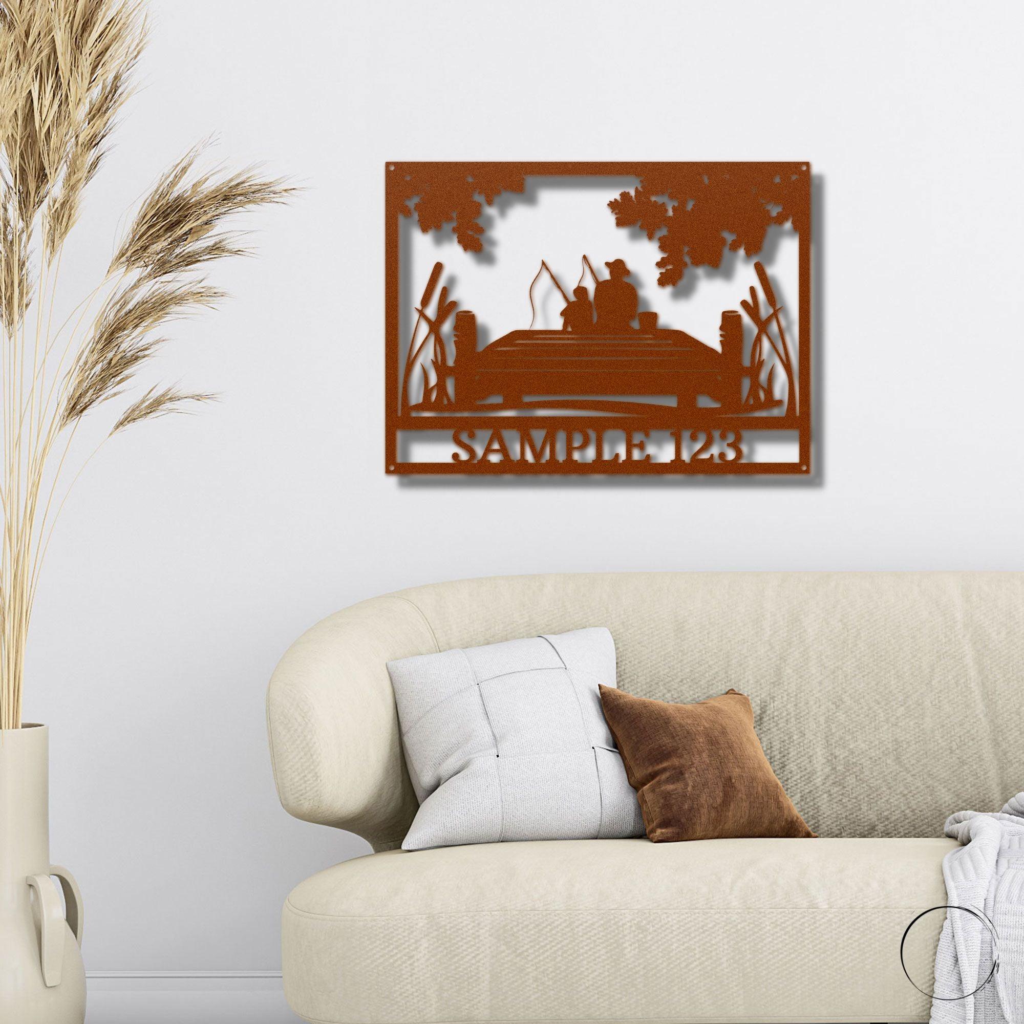 Fishing Buddies Custom Name Metal Art Wall Sign - Mallard Moon Gift Shop