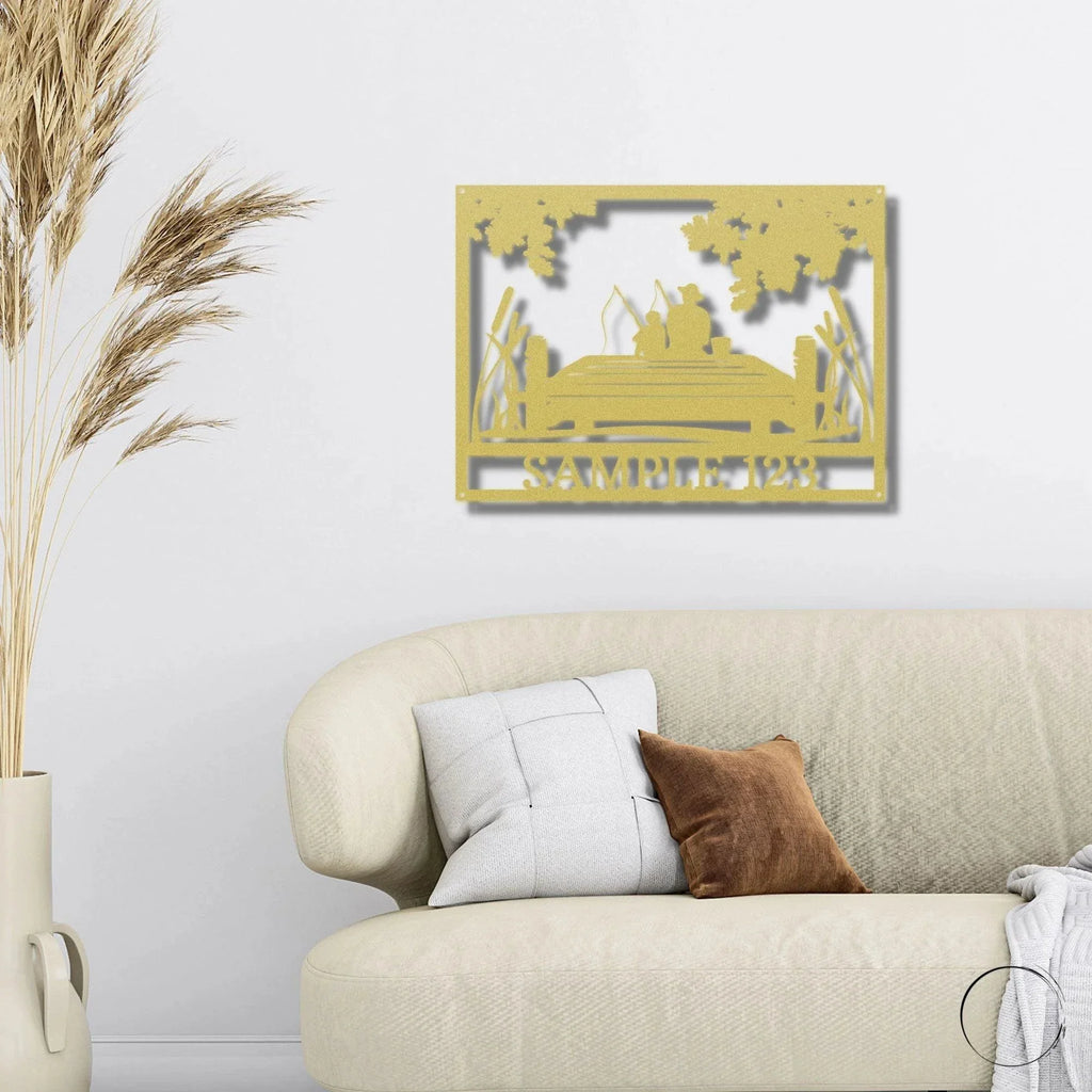 Fishing Buddies Custom Name Metal Art Wall Sign