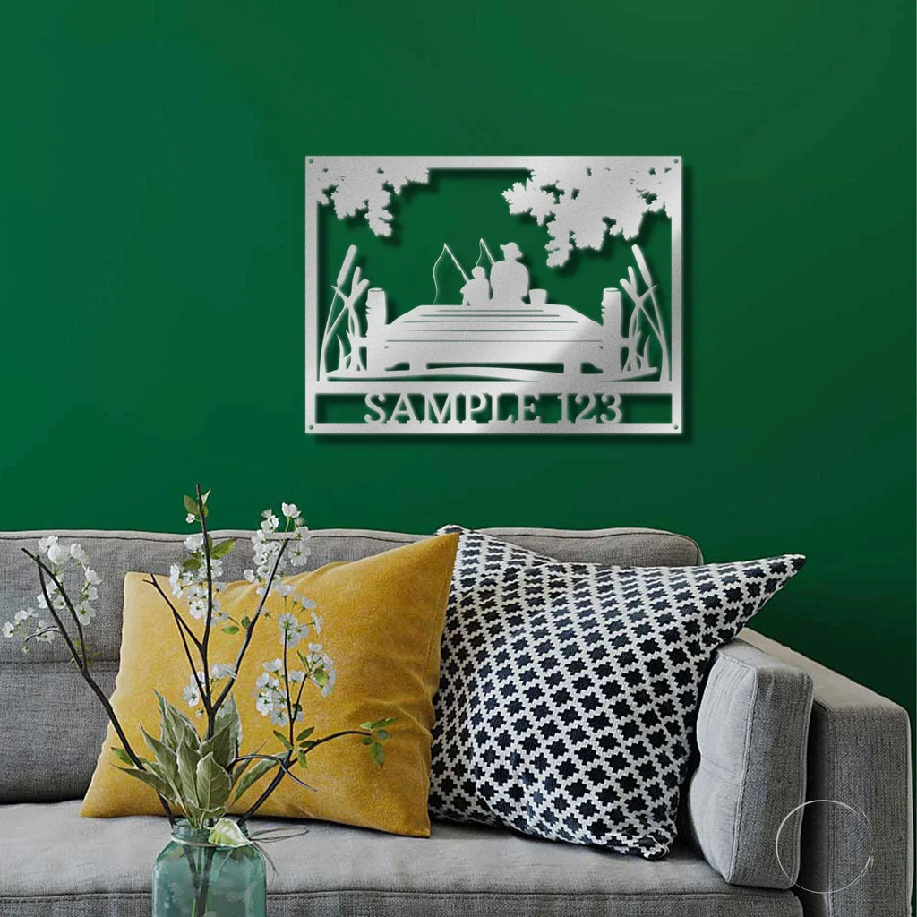 Fishing Buddies Custom Name Metal Art Wall Sign