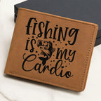Fishing is My Cardio Leather Wallet