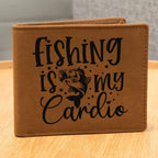 Fishing is My Cardio Leather Wallet