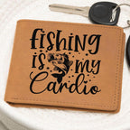 Fishing is My Cardio Leather Wallet