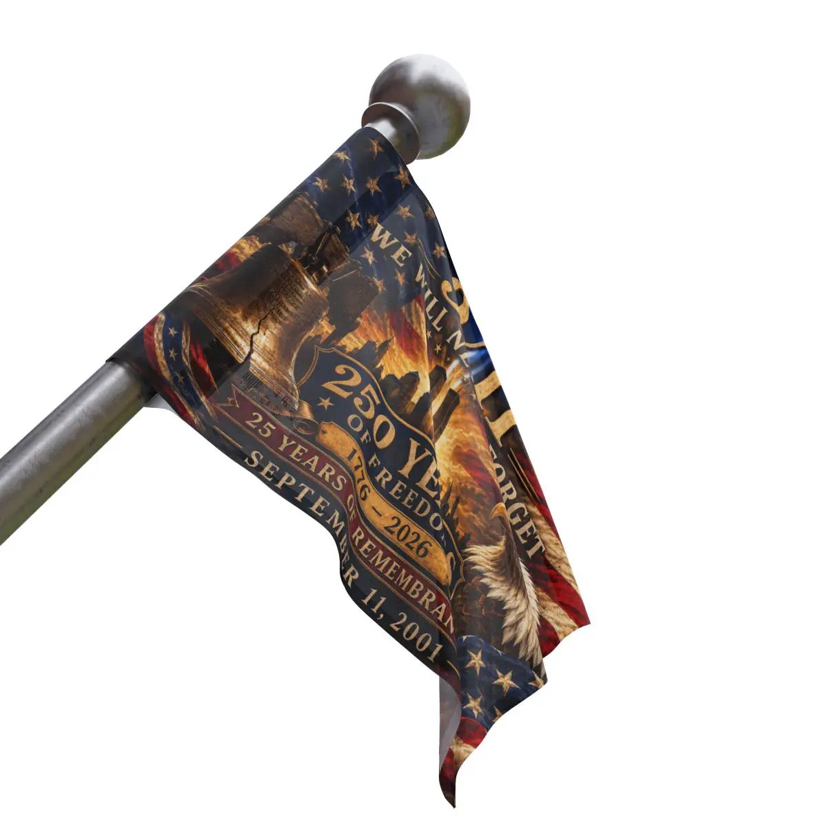 September 11 Never Forget House Flag 25 Years Remembrance